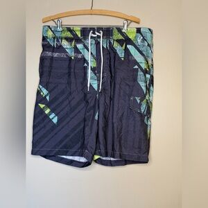 Men's Graphic Swim Board Shorts - Black and Blue